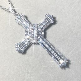 Original Exquisite Bible Jesus Cross Pendant Necklace Women Men Luxury fine Jewelry Crucifix Charm Simulated Diamond 227D