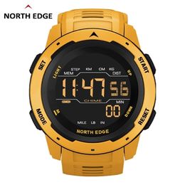 NORTH EDGE Men Digital Watch Men's Sports es Dual Time Pedometer Alarm Clock Waterproof 50M Military 220212 3421