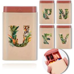Storage Bottles Organiser Case Pocket Tablet Container Holder Portable Box Jungle Tiger Letter Pattern Dispenser