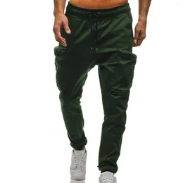 Men's Pants Fashion Mid-Waist Zipper Sports Men Jogging Drawstring Pocket Man Casual Trousers Y2k Clothing Pantalones Gym Sportswear