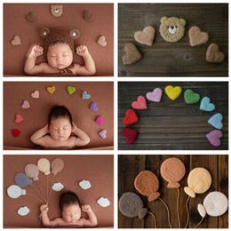 5/6/7/9/10 Pcs/Set Newborn DIY Handmade Baby Wool Felt Dinosaur Stars Love Heart Doll Photography Studio Props L2405