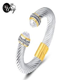 UNY Bangles Fashion Designer Inspired Unique Brand Bracelets cuff Antique ed wire CZ Bracelet women Vintage Trendy 2109181528922