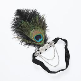 Art Deco 20th Century Peacock Feather Headdress Gatsby Feather Headband9600709