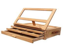 Art Adjustable Artist Beech Wooden Tabletop Sketch Box Easel 3Drawer Portable8830735