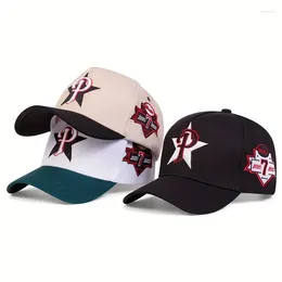 Ball Caps Unisex Five Pointed Star P Letter Embroidery Side 7 Baseball Spring Autumn Outdoor Adjustable Casual Hats Sunscreen Hat