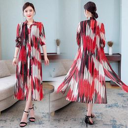 Women's Blouses TingYiLi Side-Slit Long Shirts Kimono Cardigan Women Spring Summer Sleeve Print Chiffon Cover-Up Coat Korean Style Clothes