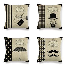 Pillow Korean Style Cover Black Lattice Umbrella Pillowcase Living Room Sofa Bedroom Bay Window Decoration Accessories