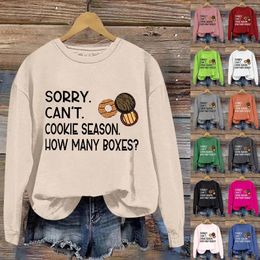 Women's Hoodies Ladies Fashion Round Neck Long Sleeved Sorry Can't Cookie Season How Many Boxes Women Athletic Fall Outfits