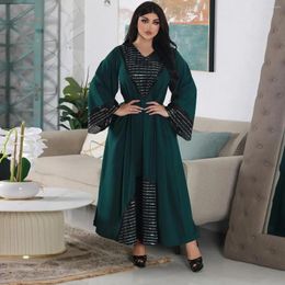Ethnic Clothing Arab Dubai Muslim Dress Women Sequin Glitter V-neck Abayas For Loose Party Embroidered Evening Gown Kaftan Femme Musulman