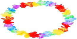 Hawaiian Flower Leis Garland Necklace Dress Pool Decor Party Hawaii Beach Party Fun Flowers Diy Party Supplies Decoration 632 Q084955488