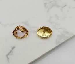 Top Quality 18K Gold Plated Brand Stud Earring Pink Stone Letter earrings2059907