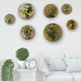 Decorative Figurines A Bouquet Of Flowers Oil Painting Plate European Home Aesthetic Ceramic Tray Living Room Wall Art Hanging Round Dish