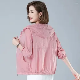 Women's Jackets Fashion Sunscreen Clothing 2024 Summer Loose UV Protection Short Coat Thin Breathable Hooded Casual Jacket Outerwear