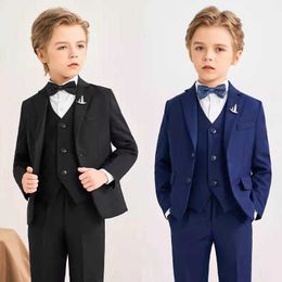 Suits Children Elegant Suit For Wedding Teenager Kids Ceremony Tuxedo Dress Flower Boys Photograph Blazer Party Performance Costume Y240516