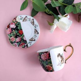 Cups Saucers Vintage European Coffee Cup Flower Luxury Porcelain Original Mug Tiger Irregular Design Breakfast Bubble Tea Tazas Mugs