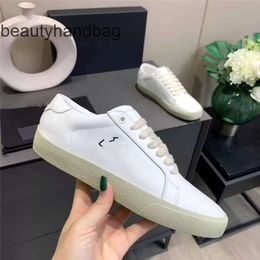 YS yslheels Y-Shaped Designer With Box Luxury Canvas Court Classic SL/06 Distressed Shoes 2021SS White Embroidered White/Cream Leather Sneakers With Bo wm