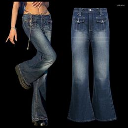 Women's Jeans Women Low Waist Denim Pants Vintage Cute Flare Wide Leg Woman Streetwear Harajuku Trousers