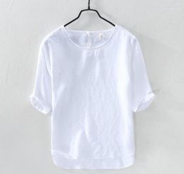 Men039s TShirts Summer Pure T Shirt Casual Solid Linen Top Tshirt For Men ONeck Short Sleeve Tshirt Male Tops Tees TS40218256117