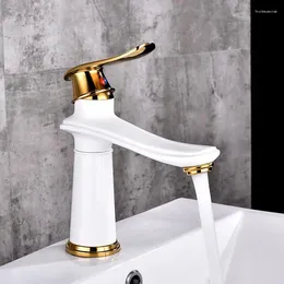 Bathroom Sink Faucets Basin Faucet Water Tap Brass Made White Gold Black Finish Single Handle Cold Mixer