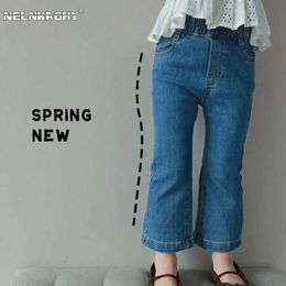 Trousers 2024 Spring New Childrens Baby Girls Fashion Clothing - Childrens denim ultra-thin suitable for elastic flash pants Trousers 2-7Y for toddlers d240517