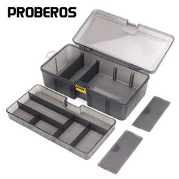 PRO BEROS Fishing Tackle Box Waterproof Plastic Double Layer Lures Hook Minnow Bait Storage Case Multifunctional Tool 240510