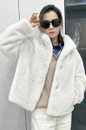 Women's Fur Cardigan Jacket Short Standing Collar Gold Mink Cashmere 2024 Winter Synthetic Thickened Warm Korean Version