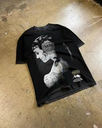 Women's T Shirts Street Hip-hop Fashion Gothic Punk Casual Short-sleeved Women Y2k American Summer Dark Anime Print Oversized T-shirt Tops