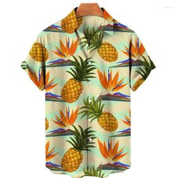 Men's Casual Shirts Shirt For Men 2024 Summer 3D Print Tropical Fruits Pattern Short Sleeve Hawaiian Fashion Resort Beach Tops Blouse