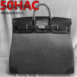 Platinum Handbag 50cm Totes Cowhide Customized Limited Edition Top Quality Brand Black Sheep Large Bag Travel3K1U