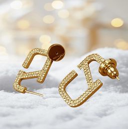 Stud Alphabet Pattern Womens Earrings Fashion Women Luxurys Designers Earrings Diamond Jewellery Accessories Studs Earrings With Box2738772