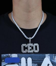 Chains Men Custom Name Letter Number Necklace Paved 5A Cubic Zincon Women Hip Hop Iced Out Initial Ceo Tennis Chain Jewelry Drop S2785029