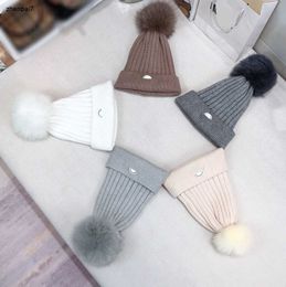 Top Newborn Crochet Hats winter Parent-child products designer kids hat high quality fur ball Knitted baby caps Nov10