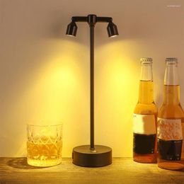 Table Lamps Creative Multi-Head Night Light Single Double Head 360 Rotating USB Rechargeable Waterproof Dimmable For Bar Pub Room Decor