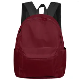 Backpack Solid Colour Wine Red Women Man Backpacks Waterproof Travel School For Student Boys Girls Laptop Book Pack Mochilas