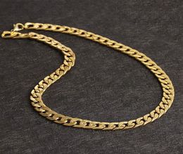 Never fade Stainless steel Figaro Chain Necklace 4 Sizes Men Jewellery 18K Real Yellow Gold Plated 9mm Chain Necklaces for Women Men6138900