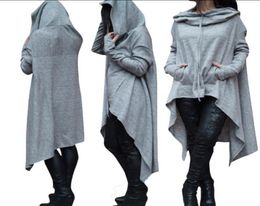 New fashion S5XL Women Plus Size Oversized Fashion Loose Hoodie Dress Long Jumper Hooded Tops Casual Sweatshirt Sweater Asymmetri6118075