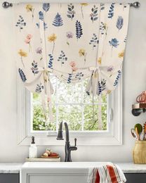 Window Treatments# Flower Leaves Window Curtain for Living Room Bedroom Balcony Cafe Kitchen Tie-up Roman Curtain Y240517