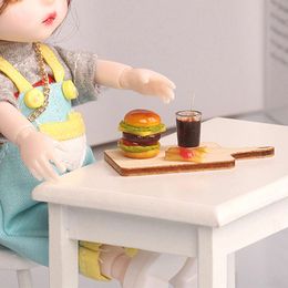 1:12 Dollhouse Miniature Hamburger Coke Cup Fries Fast Food Model Kitchen Accessories for Dolls House Decor Kids Play Toys