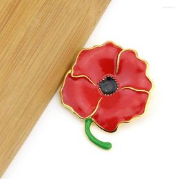 Brooches Red Flower Brooch Beautiful Enamel Pin Lady Dress Sweater Cloth Lapel Pins Metal Badge Wedding Fashion Jewelry Gifts