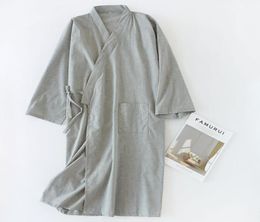 Men039s Sleepwear Summer Men Robe Gown Solid Cotton Japan Style Kimono Bathrobe Gowns Loose Male Nightgown Casual Sleep Home Cl6367135