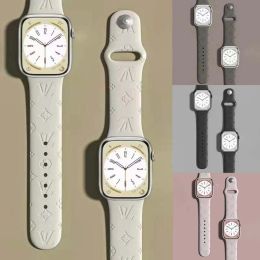 Designer Silicone Apple Watch Band 38 40 41 42 44 45 49 mm L Flower Watchs remmar armband för IWATCH 9 8 7 6 5 SE Luxury Fashion Watchbands
