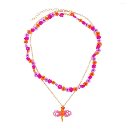 Necklace Earrings Set Bohemia Colourful Seed Beads Cute Daisy Chains Animals Dragonfly Pendant Necklaces For Women ZAA Jewellery 2024 Trend