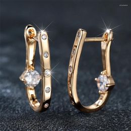 Backs Earrings Cute Female White Zircon Stone Clip Charm Gold Colour Wedding Jewellery For Women