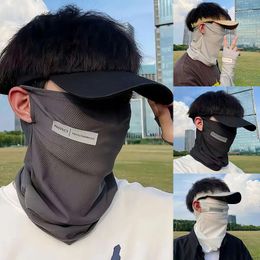 Scarves Summer Silk Sunscreen Mask For Men Women Outdoor Cycling Face Cover Solid Colour Neck Wrap UV Protection Ear Bandana Scarf