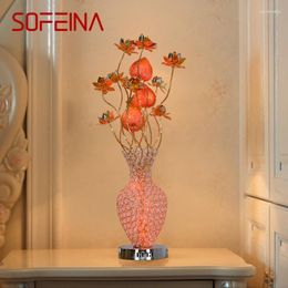Table Lamps SOFEINA Modern Red Flowers Lamp Fashionable Art Iiving Room Bedroom Wedding LED Aluminium Wire Desk Light