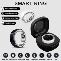 Devices New Smart Ring Health Monitor for Men Women Thermometer Blood Pressure Heart Rate Sleep Monitor IP68 Waterproof for IOS Android