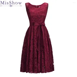 Party Dresses Plus Size Sexy V Neck Evening Dress Sleeveless Lace Elegant Formal Burgundy Simple Dusty Rose With Sashes Short Prom Gowns