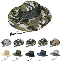 Wide Brim Hats Outdoor Fishing Mesh Camouflage Hiking Cap Bucket Hat Sun Visor Protection