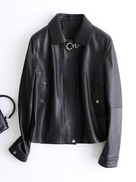 Genuine Leather Jacket for Women Slim Fit Coat Moto Biker Motocycle Jackets Outerwear Tops Spring Clothing M L XL XXL XXXL