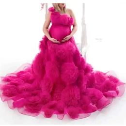 Long Pleated Dresses Ladies Photo Shoot Custom Maternity Dress Lingerie Bridal Gown Tulle Robe Ruffles Bathgown Baby Shower